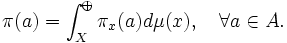 \pi (a)=\int _{X}^{\oplus }\pi _{x}(a)d\mu (x),\quad \forall a\in A.