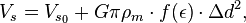 V_{s}=V_{{s_{{0}}}}+G\pi \rho _{m}\cdot f(\epsilon )\cdot \Delta d^{2},