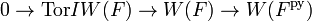 0\rightarrow {\mathrm  {Tor}}IW(F)\rightarrow W(F)\rightarrow W(F^{{{\mathrm  {py}}}})