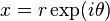 x=r\exp(i\theta )\,