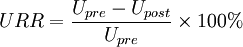 URR={\frac  {U_{{pre}}-U_{{post}}}{U_{{pre}}}}\times 100\%