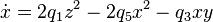 {\dot  {x}}=2q_{1}z^{2}-2q_{5}x^{2}-q_{3}xy