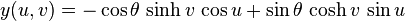 y(u,v)=-\cos \theta \,\sinh v\,\cos u+\sin \theta \,\cosh v\,\sin u