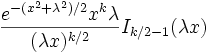 {\frac  {e^{{-(x^{2}+\lambda ^{2})/2}}x^{k}\lambda }{(\lambda x)^{{k/2}}}}I_{{k/2-1}}(\lambda x)