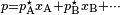 \scriptstyle p=p_{{{\rm {A}}}}^{{\star }}x_{{{\rm {A}}}}+p_{{{\rm {B}}}}^{{\star }}x_{{{\rm {B}}}}+\cdots 