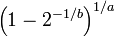 \left(1-2^{{-1/b}}\right)^{{1/a}}