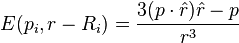 E(p_{i},r-R_{i})={\frac  {3(p\cdot {\hat  {r}}){\hat  {r}}-p}{r^{3}}}