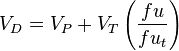 {V_{{D}}}={V_{{P}}}+{V_{{T}}}\left({\frac  {fu}{fu_{{t}}}}\right)