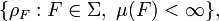 \{\rho _{F}:F\in \Sigma ,\ \mu (F)<\infty \},