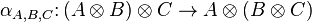 \alpha _{{A,B,C}}\colon (A\otimes B)\otimes C\rightarrow A\otimes (B\otimes C)