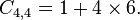 C_{{4,4}}=1+4\times 6.