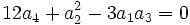 12a_{4}+a_{2}^{2}-3a_{1}a_{3}=0