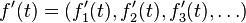 f'(t)=(f_{1}'(t),f_{2}'(t),f_{3}'(t),\ldots )