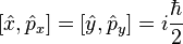 [{\hat  {x}},{\hat  {p}}_{x}]=[{\hat  {y}},{\hat  {p}}_{y}]=i{\frac  {\hbar }{2}}