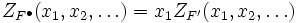 Z_{{F^{{\bullet }}}}(x_{1},x_{2},\dots )=x_{1}Z_{{F'}}(x_{1},x_{2},\dots )