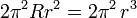 2\pi ^{2}Rr^{2}=2\pi ^{2}\,r^{3}