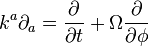 k^{a}\partial _{a}={\frac  {\partial }{\partial t}}+\Omega {\frac  {\partial }{\partial \phi }}