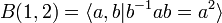 B(1,2)=\langle a,b|b^{{-1}}ab=a^{2}\rangle 