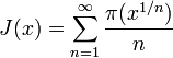 J(x)=\sum _{{n=1}}^{{\infty }}{\frac  {\pi (x^{{1/n}})}{n}}