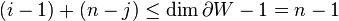 (i-1)+(n-j)\leq \dim \partial W-1=n-1