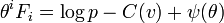 \theta ^{i}F_{i}=\log p-C(v)+\psi (\theta )