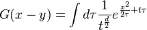 G(x-y)=\int d\tau {1 \over t^{{d \over 2}}}e^{{{x^{2} \over 2\tau }+t\tau }}