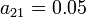 a_{{21}}=0.05