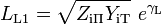 L_{{\mathrm  {L1}}}={\sqrt  {Z_{{\mathrm  {i\Pi }}}Y_{{\mathrm  {iT}}}}}\ e^{{\gamma _{{\mathrm  L}}}}