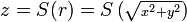 z = S(r)=S\left(\scriptstyle \sqrt{x^2+y^2} \right)