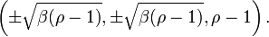 \left(\pm {\sqrt  {\beta (\rho -1)}},\pm {\sqrt  {\beta (\rho -1)}},\rho -1\right).