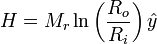 H=M_{r}\ln \left({\frac  {R_{o}}{R_{i}}}\right){\hat  {y}}