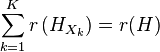 \sum _{{k=1}}^{K}r\left(H_{{X_{k}}}\right)=r(H)