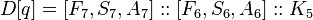 D[q]=[F_{7},S_{7},A_{7}]::[F_{6},S_{6},A_{6}]::K_{5}