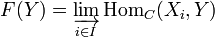 F(Y)=\varinjlim _{{i\in I}}\operatorname {Hom}_{C}(X_{i},Y)