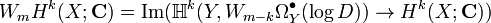 W_{m}H^{k}(X;{\mathbf  {C}})={\text{Im}}({\mathbb  {H}}^{k}(Y,W_{{m-k}}\Omega _{Y}^{{\bullet }}(\log D))\rightarrow H^{k}(X;{\mathbf  {C}}))