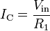 I_{{\mathrm  C}}={\frac  {V_{{\mathrm  {in}}}}{R_{1}}}