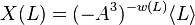 X(L)=(-A^{3})^{{-w(L)}}\langle L\rangle 