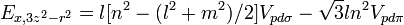 E_{{x,3z^{2}-r^{2}}}=l[n^{2}-(l^{2}+m^{2})/2]V_{{pd\sigma }}-{\sqrt  {3}}ln^{2}V_{{pd\pi }}