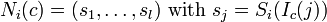 N_{i}(c)=(s_{1},\ldots ,s_{l}){\text{ with }}s_{j}=S_{i}(I_{c}(j))\,