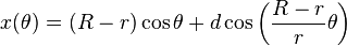 x(\theta )=(R-r)\cos \theta +d\cos \left({R-r \over r}\theta \right)