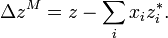 \Delta z^{M}=z-\sum _{i}x_{i}z_{i}^{*}.