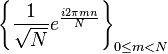 {{\left\{{\frac  {1}{{\sqrt  {N}}}}{{e}^{{{\frac  {i2\pi mn}{N}}}}}\right\}}_{{0\leq m<N}}}