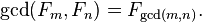 \gcd(F_{m},F_{n})=F_{{\gcd(m,n)}}.