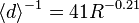 \langle d\rangle ^{{-1}}=41R^{{-0.21}}