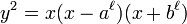 y^{2}=x(x-a^{\ell })(x+b^{\ell })\ 