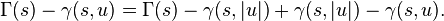 \Gamma (s)-\gamma (s,u)=\Gamma (s)-\gamma (s,|u|)+\gamma (s,|u|)-\gamma (s,u).