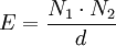 E={\frac  {N_{1}\cdot N_{2}}{d}}