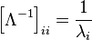 \left[\Lambda ^{{-1}}\right]_{{ii}}={\frac  {1}{\lambda _{i}}}