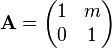 {\mathbf  {A}}={\begin{pmatrix}1&m\\0&1\end{pmatrix}}