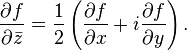 {\partial f \over \partial {\bar  z}}={1 \over 2}\left({\partial f \over \partial x}+i{\partial f \over \partial y}\right).